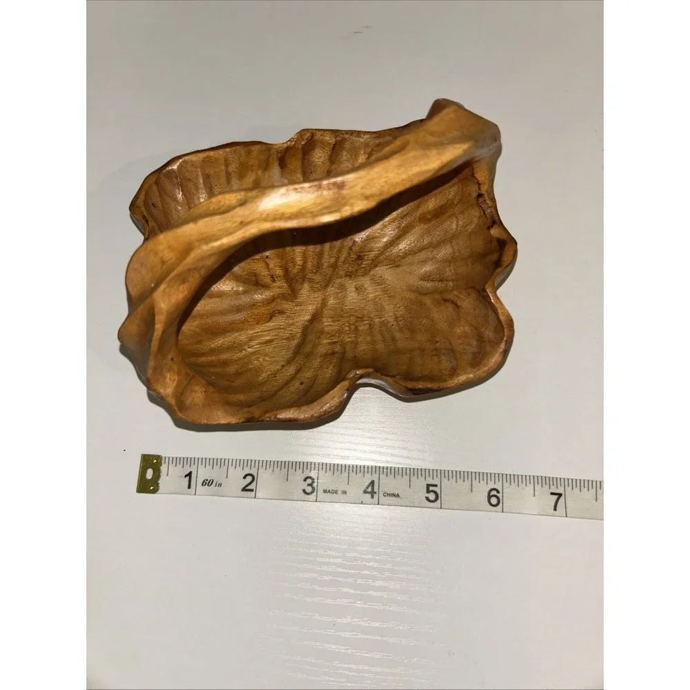 Artisan‎ HANDCARVED WOODEN BASKET/BOWL w/handle. Handcarved Tree Trunk Root - Picture 6 of 7